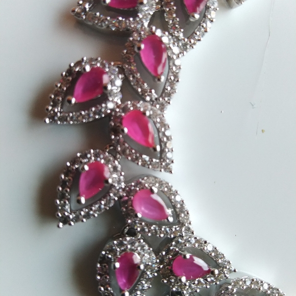 Modern Ruby Marquees, Diamond Zircon Necklace - Picture 9 of 11